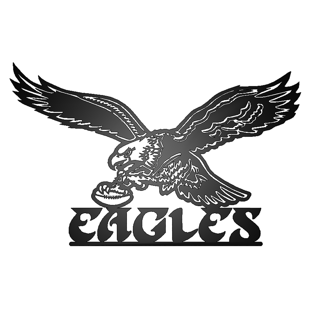 Old School Eagles Logo Metal Sign black no background