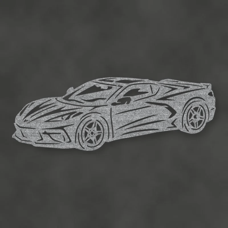 Chevrolet Corvette 2020 Metal Garage Sign Raw Steel / Rust animated finish preview Shopify Ready.