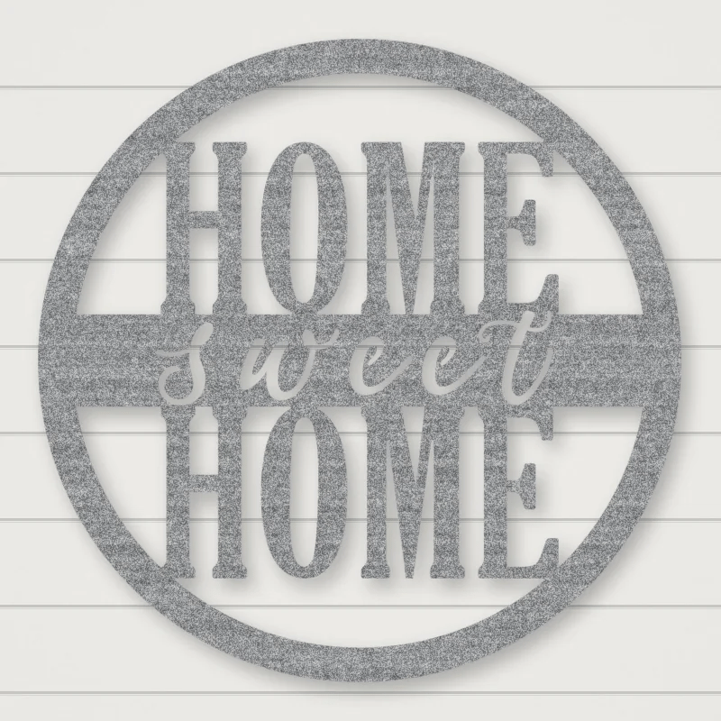 Home Sweet Home Sign - Script Style Raw Steel / Rust animated finish preview Shopify Ready.