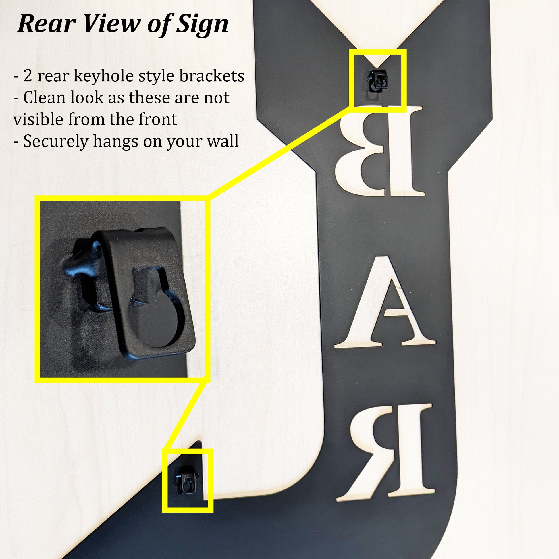 Bar Arrow Metal Sign rear welded mount detail