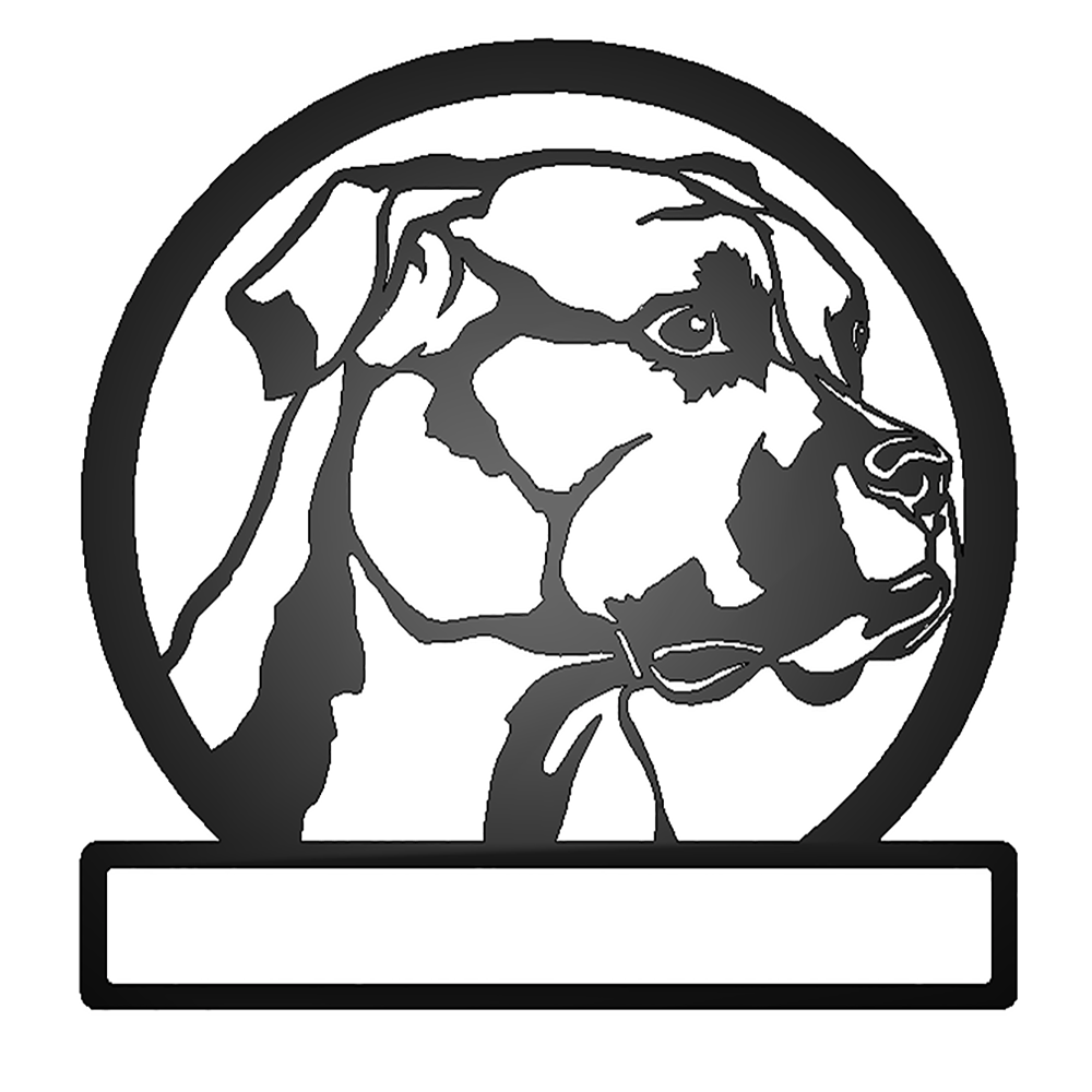 Boxer Dog Silhouette with Personalized Name Metal Sign