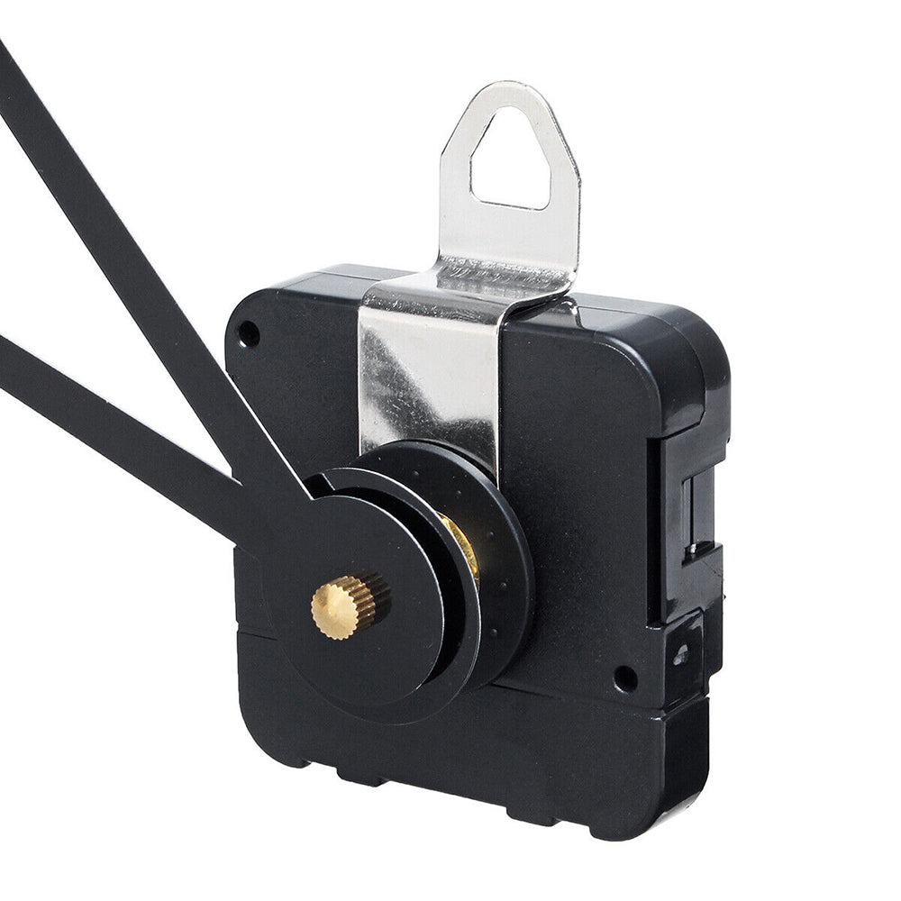 Large Diameter Replacement Clock Mechanism with Black Hands front angle view