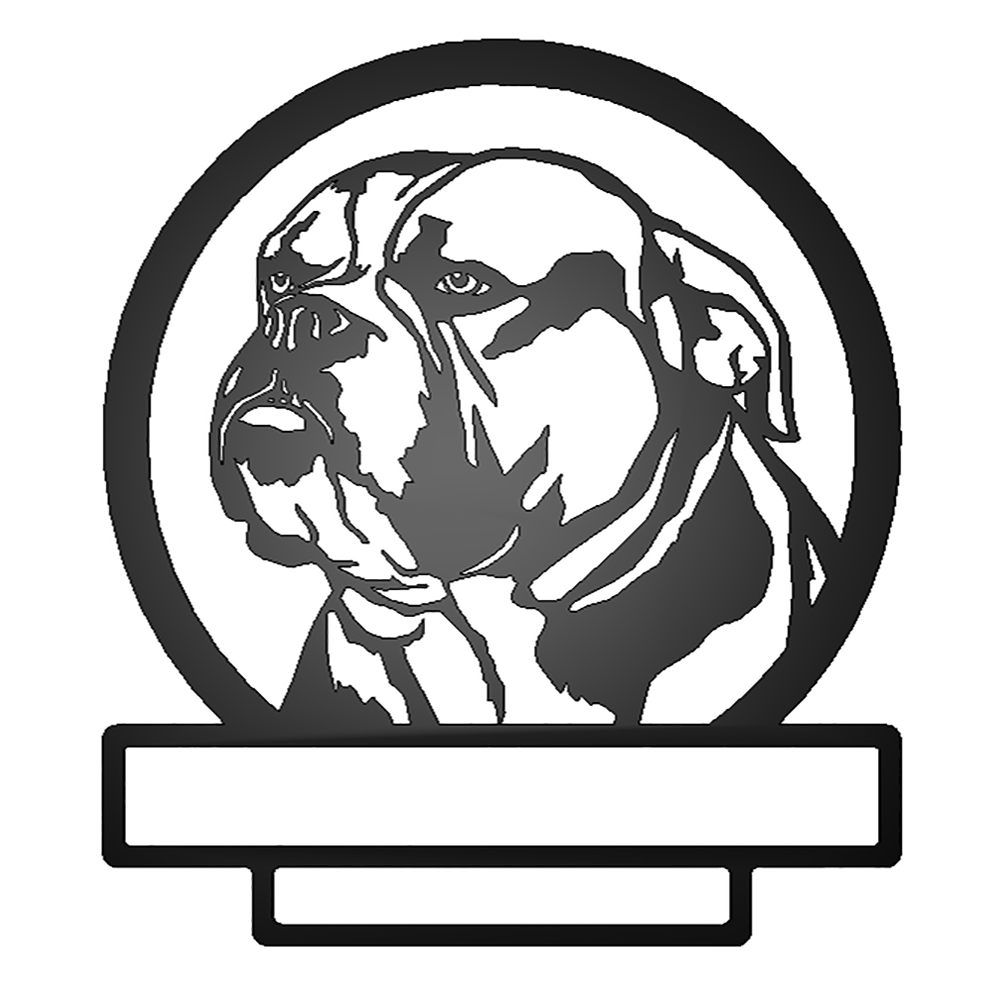 English Bulldog Silhouette with Personalized Name and Date Metal Sign