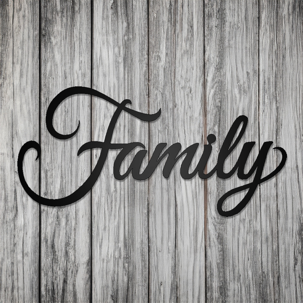 Family Script Metal Sign