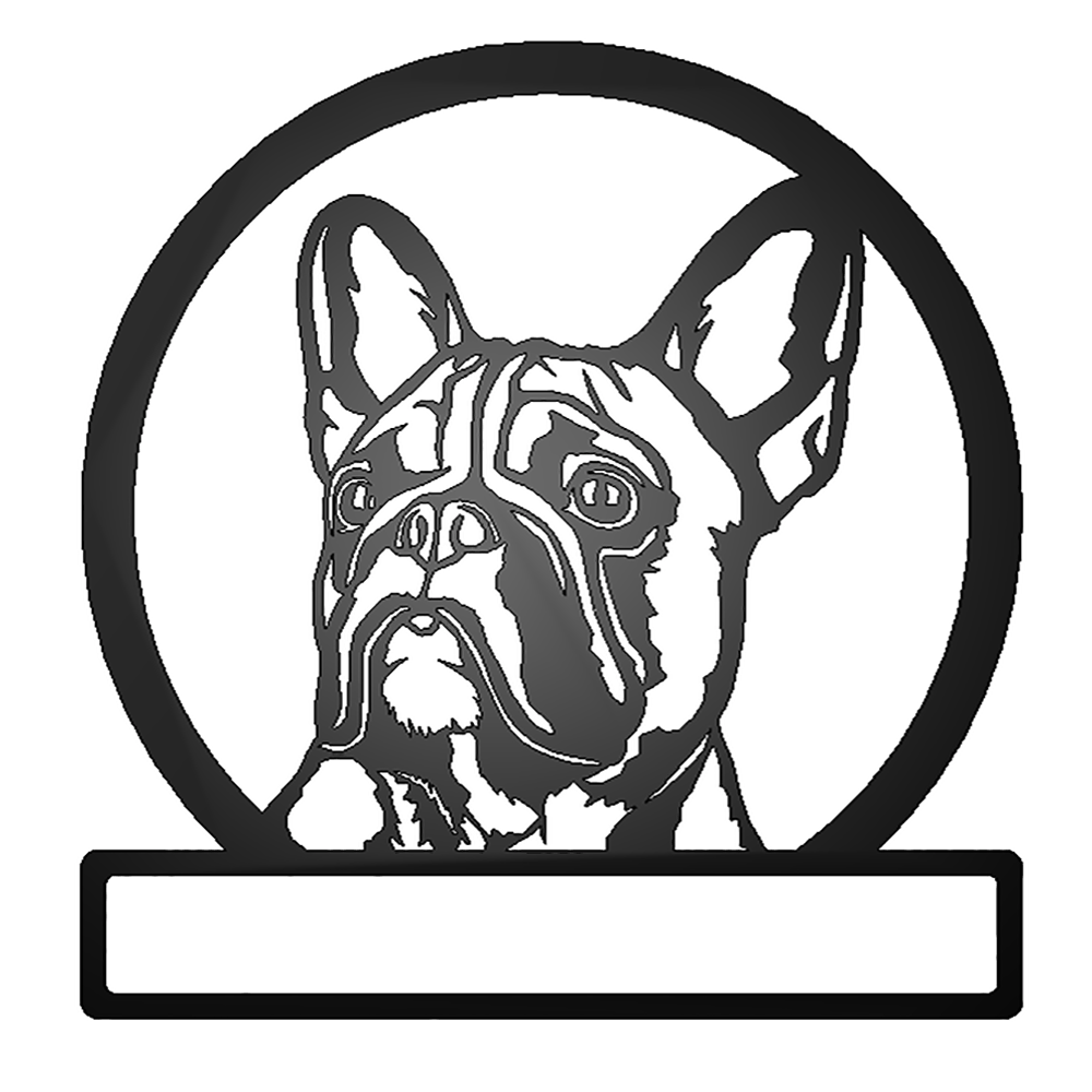 French Bulldog Silhouette with Personalized Name Metal Sign