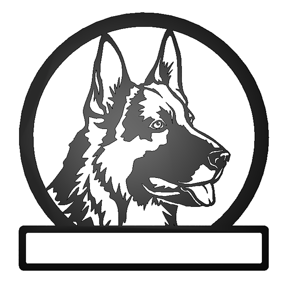 German Shepherd Dog Silhouette with Personalized Name Metal Sign