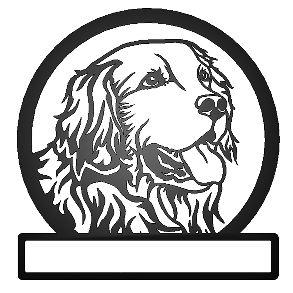 Golden Retriever Dog Silhouette with Personalized Name Metal Sign