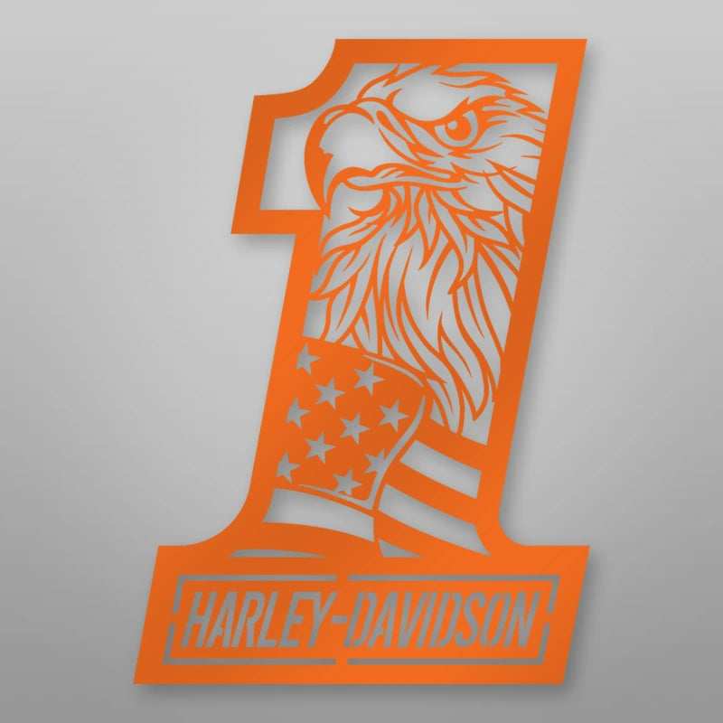 Harley Davidson 1 With Flag And Eagle shown in Orange powder coat finish.