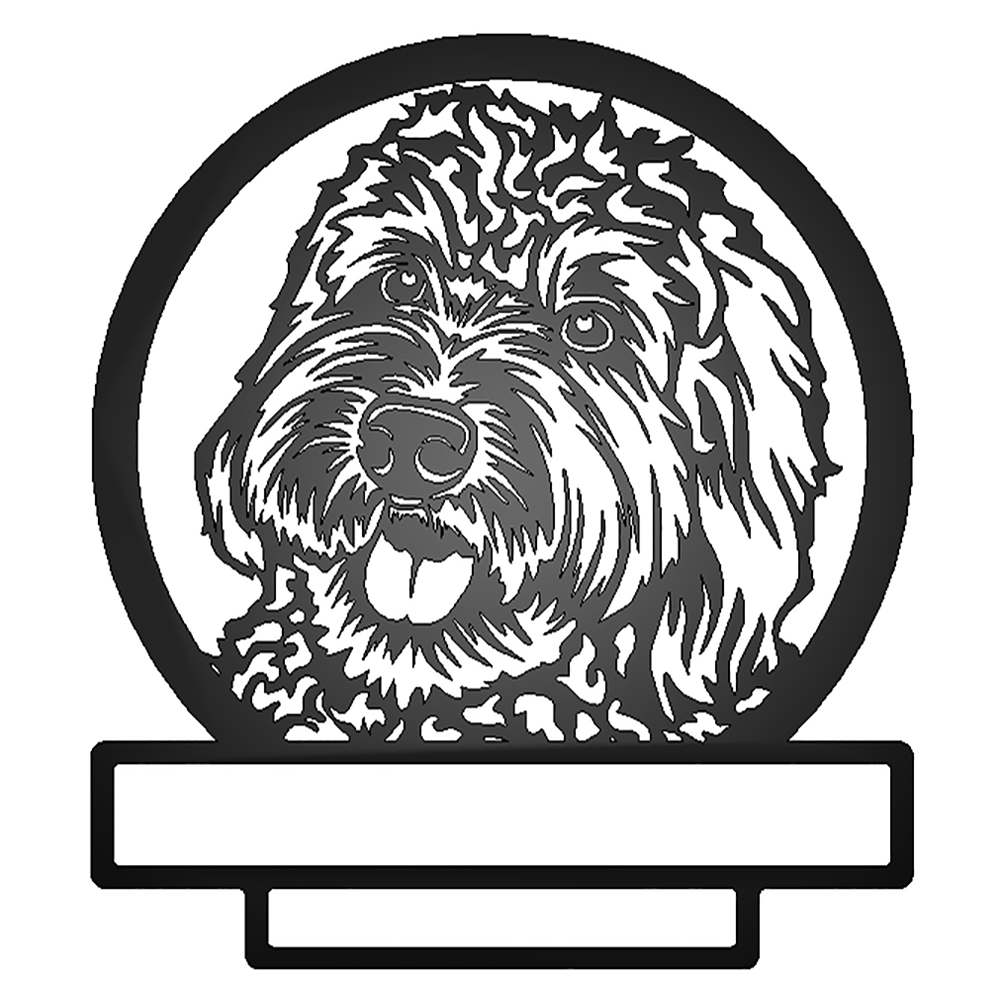 Labradoodle Dog Silhouette with Personalized Name and Date Metal Sign