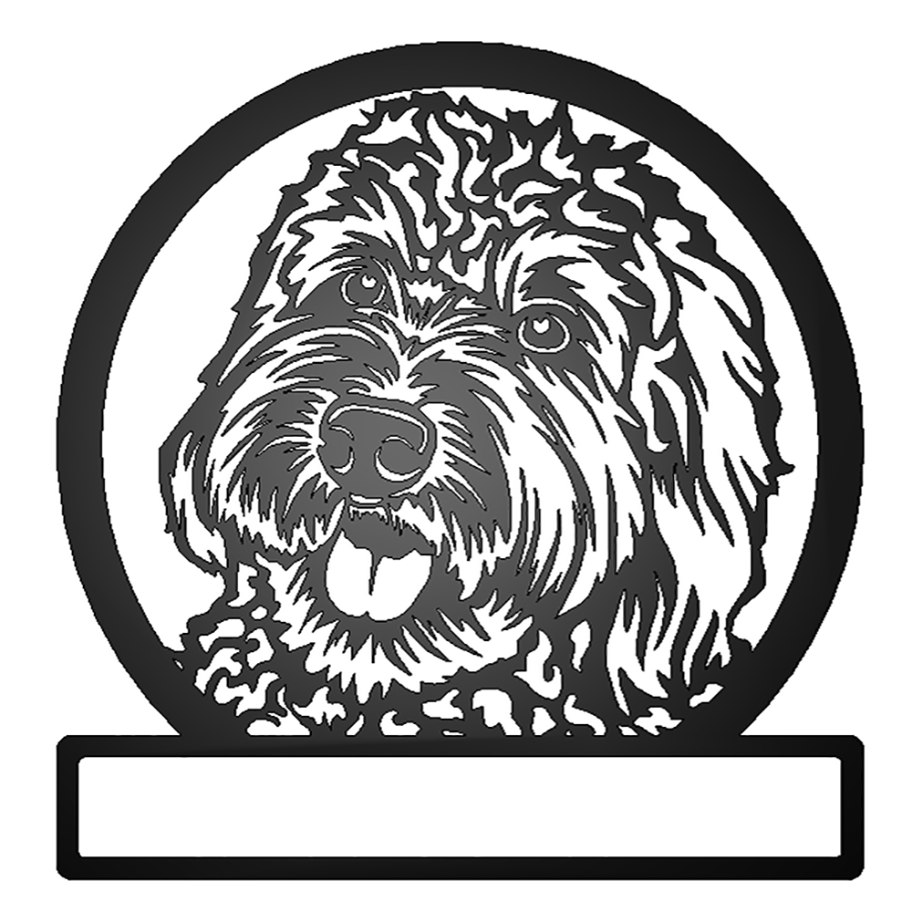 Labradoodle Dog Silhouette with Personalized Name Metal Sign