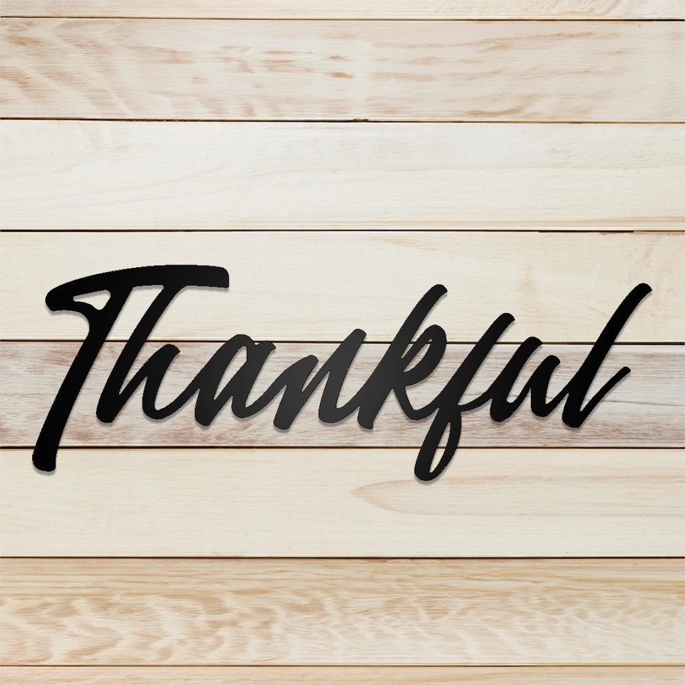 Thankful Script Metal Sign