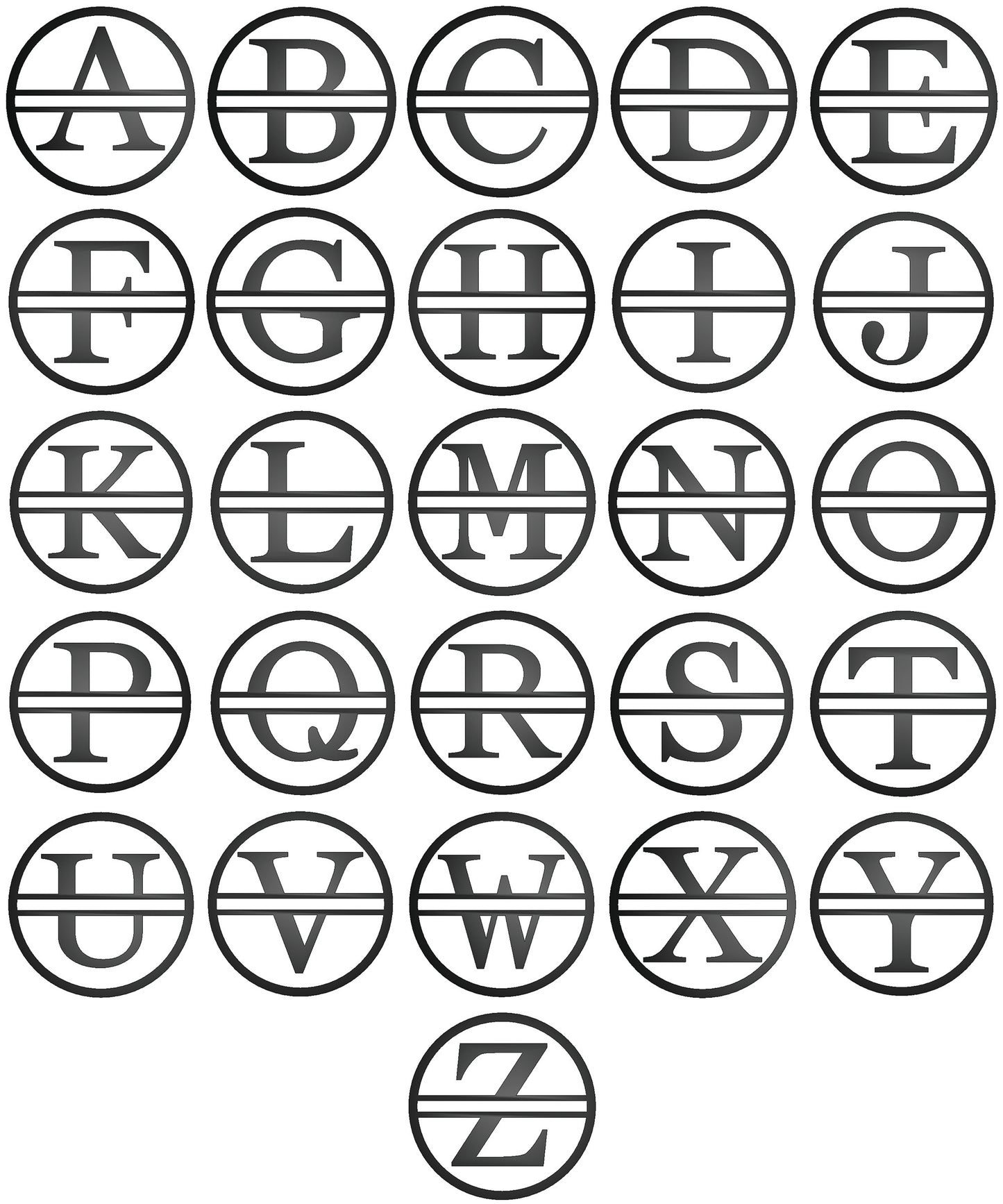 Modern Round Personalized Family Name & Initial Metal Sign - letter examples