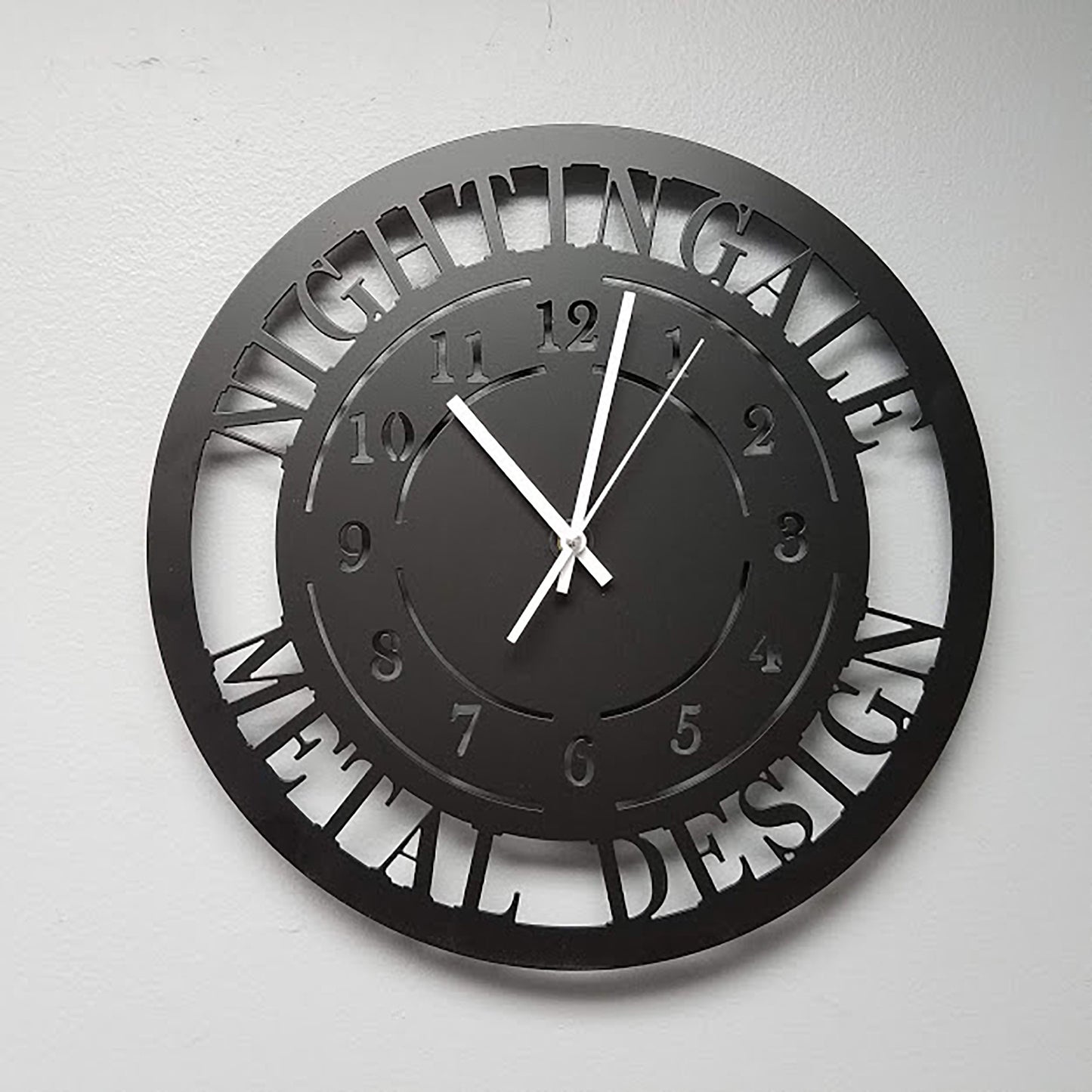 Modern Design Personalized Metal Wall Clock - Nightingale Metal Design on wall
