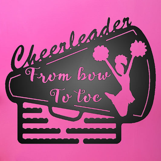 Megaphone Cheerleader Hair Tie Hanger Black on pink background