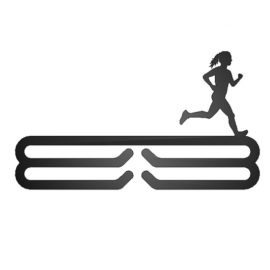 Female Runner Silhouette Medal Rack Black