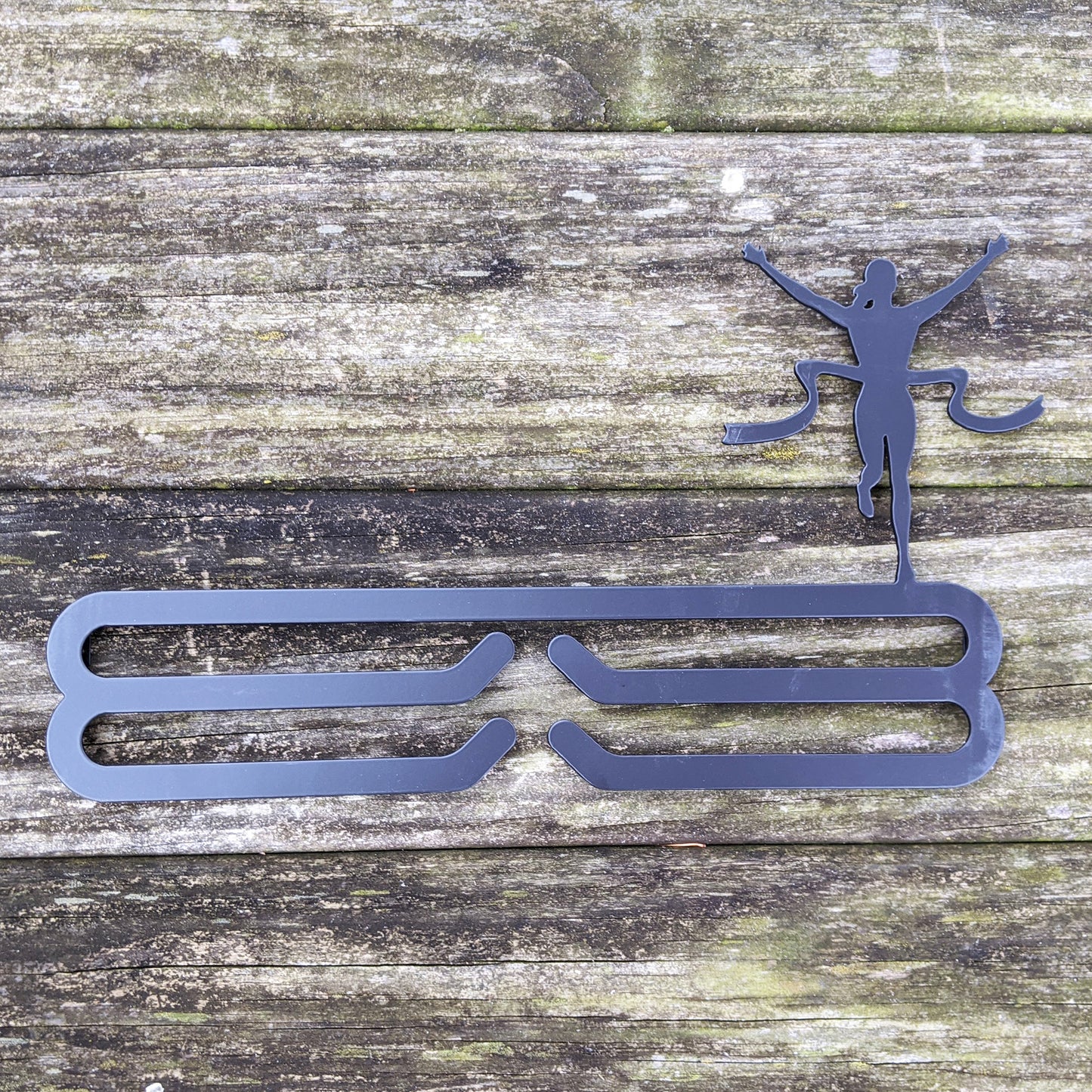 Female Runner Finish Line Medal Rack