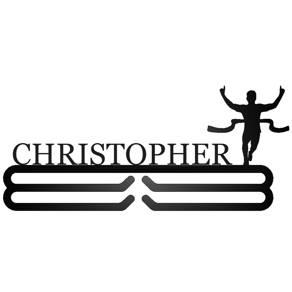 Personalized Male Runner Finish Line Medal Hanger
