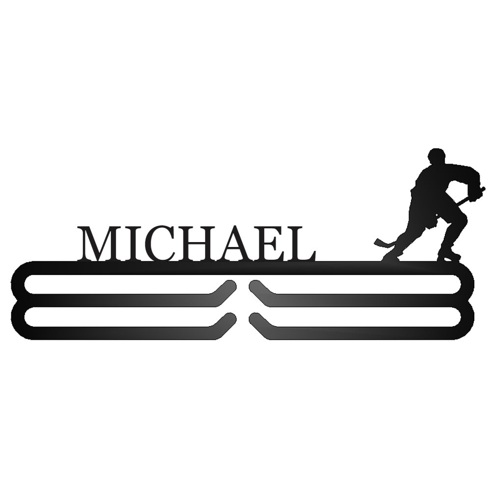 Personalized Ice Hockey Medal Hanger with "MICHAEL" personalization