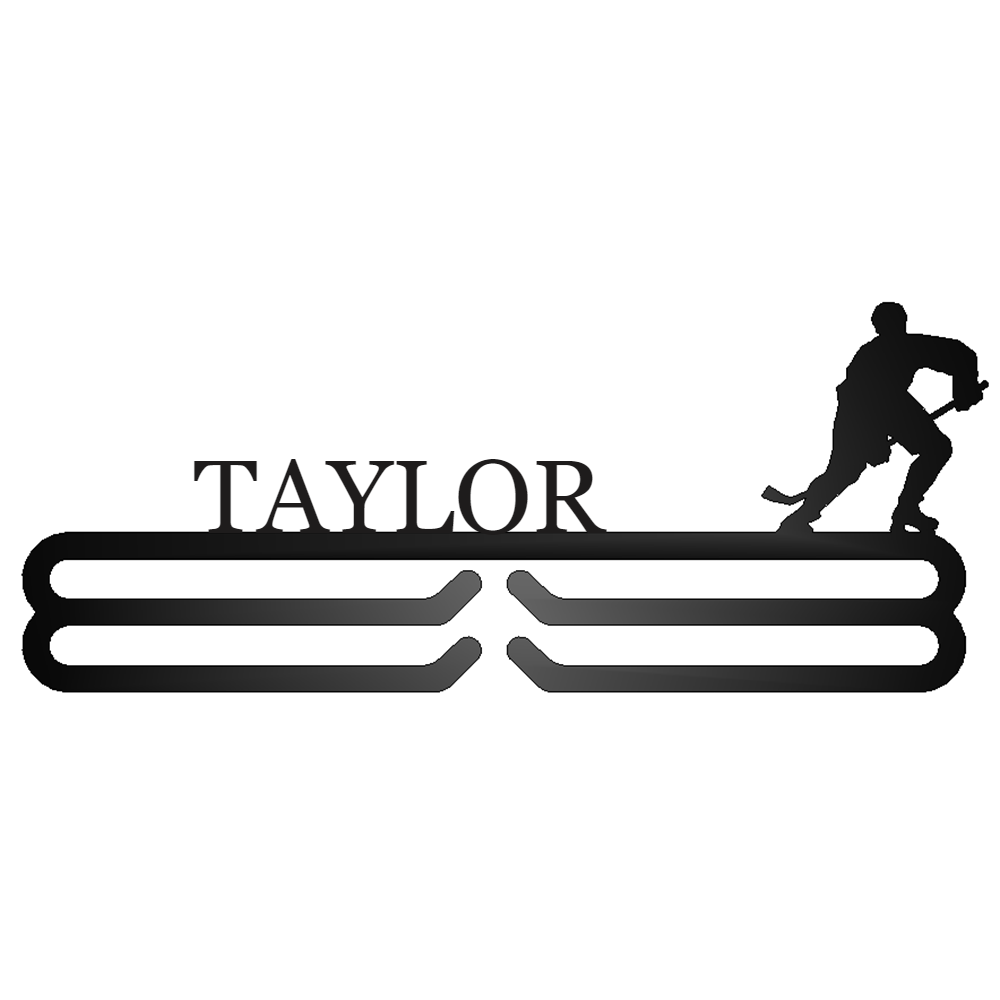 Personalized Ice Hockey Medal Hanger with "TAYLOR" personalization