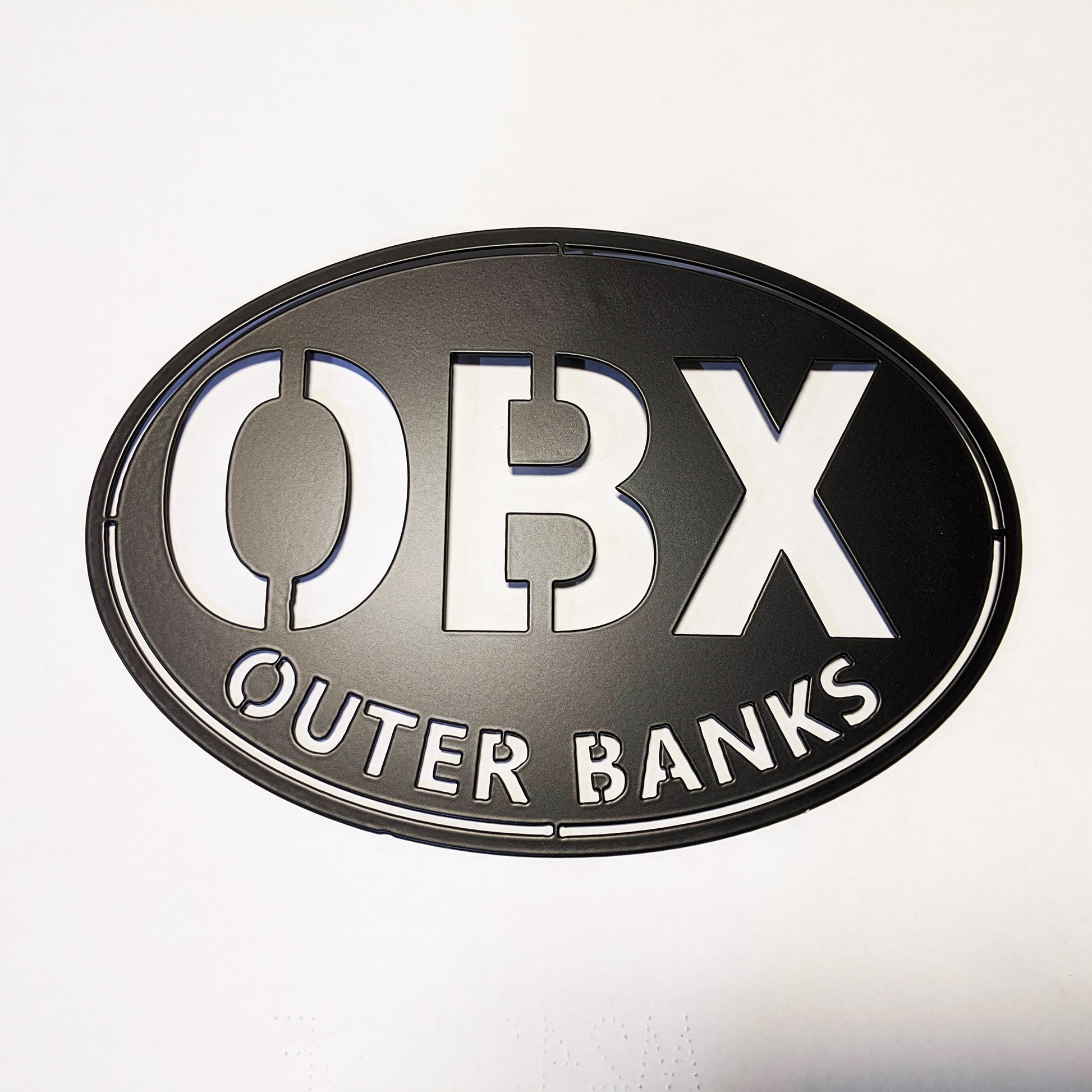 Outer Banks Oval Metal Wall Sign Black