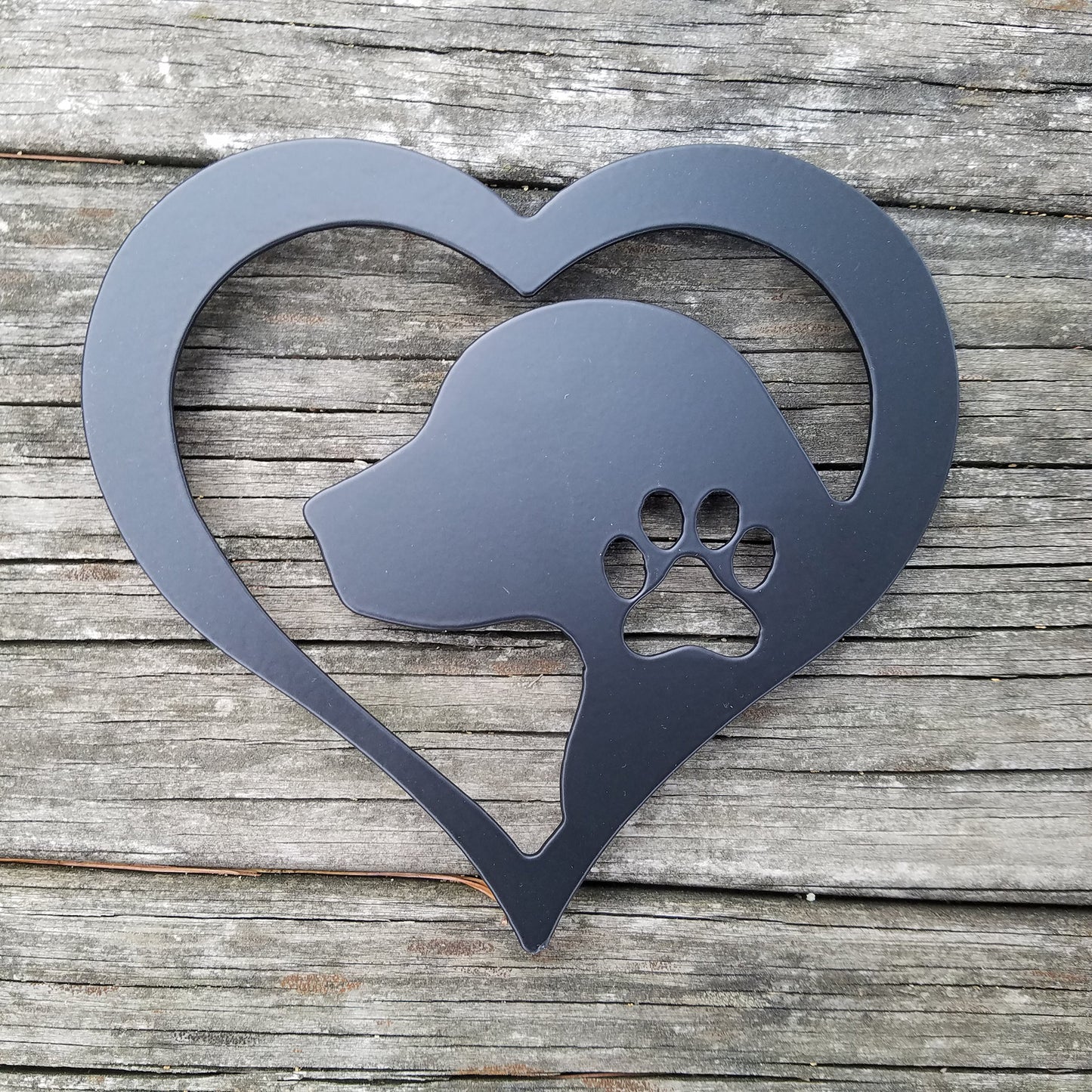 Dog Love Heart Metal Sign