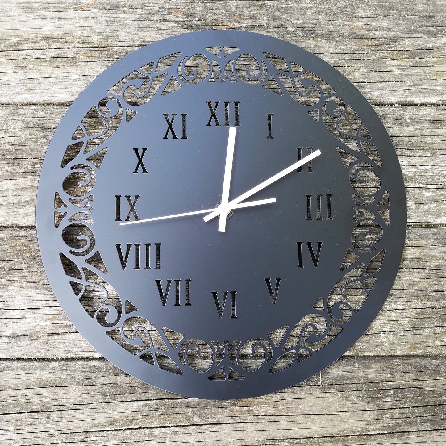 Classic Roman Numeral Wall Clock - on wood