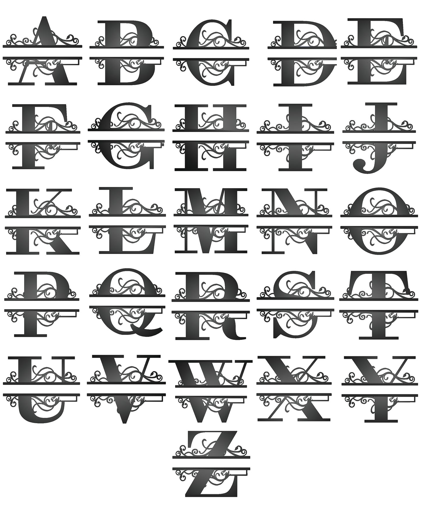 Scroll Monogram Family Name Sign with Established Date