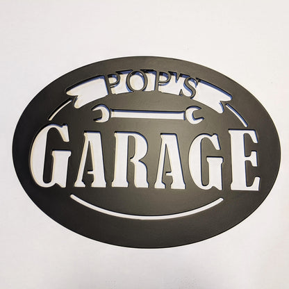 Pop's Garage Metal Sign