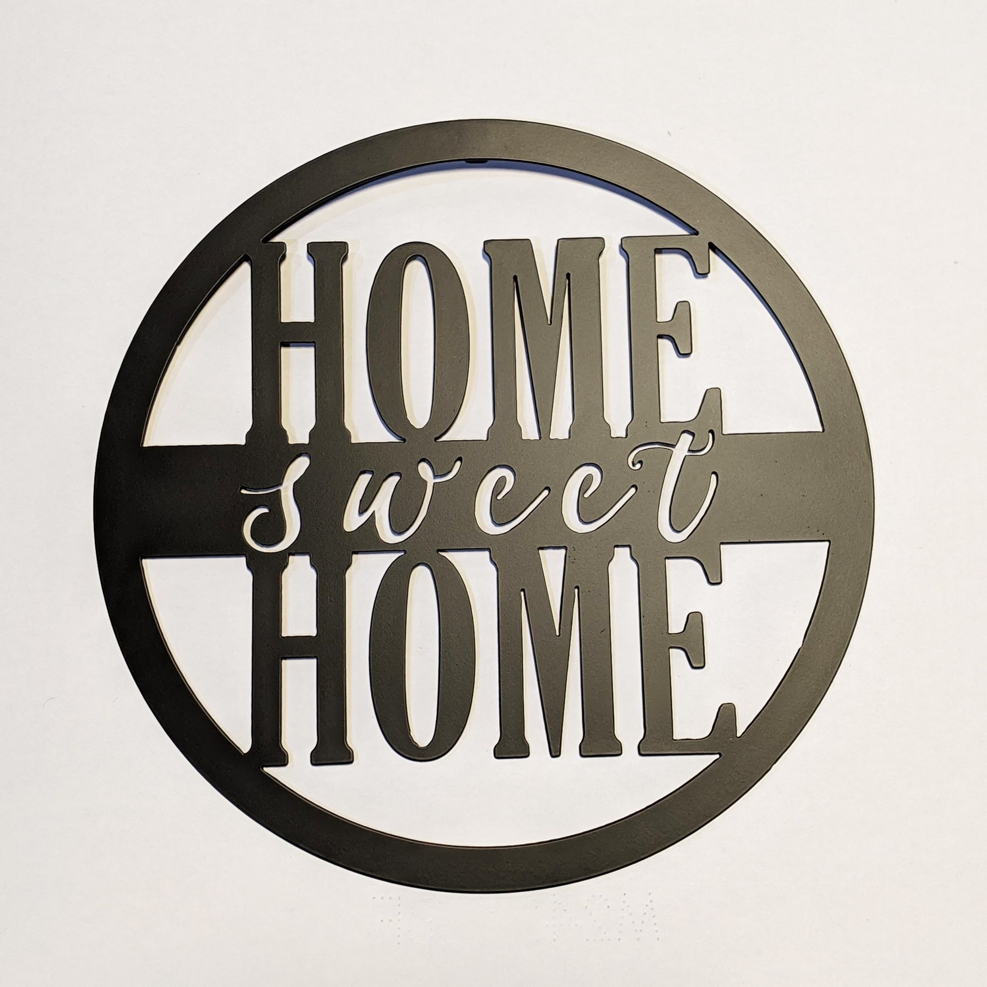 Home Sweet Home Round Metal Sign - script style