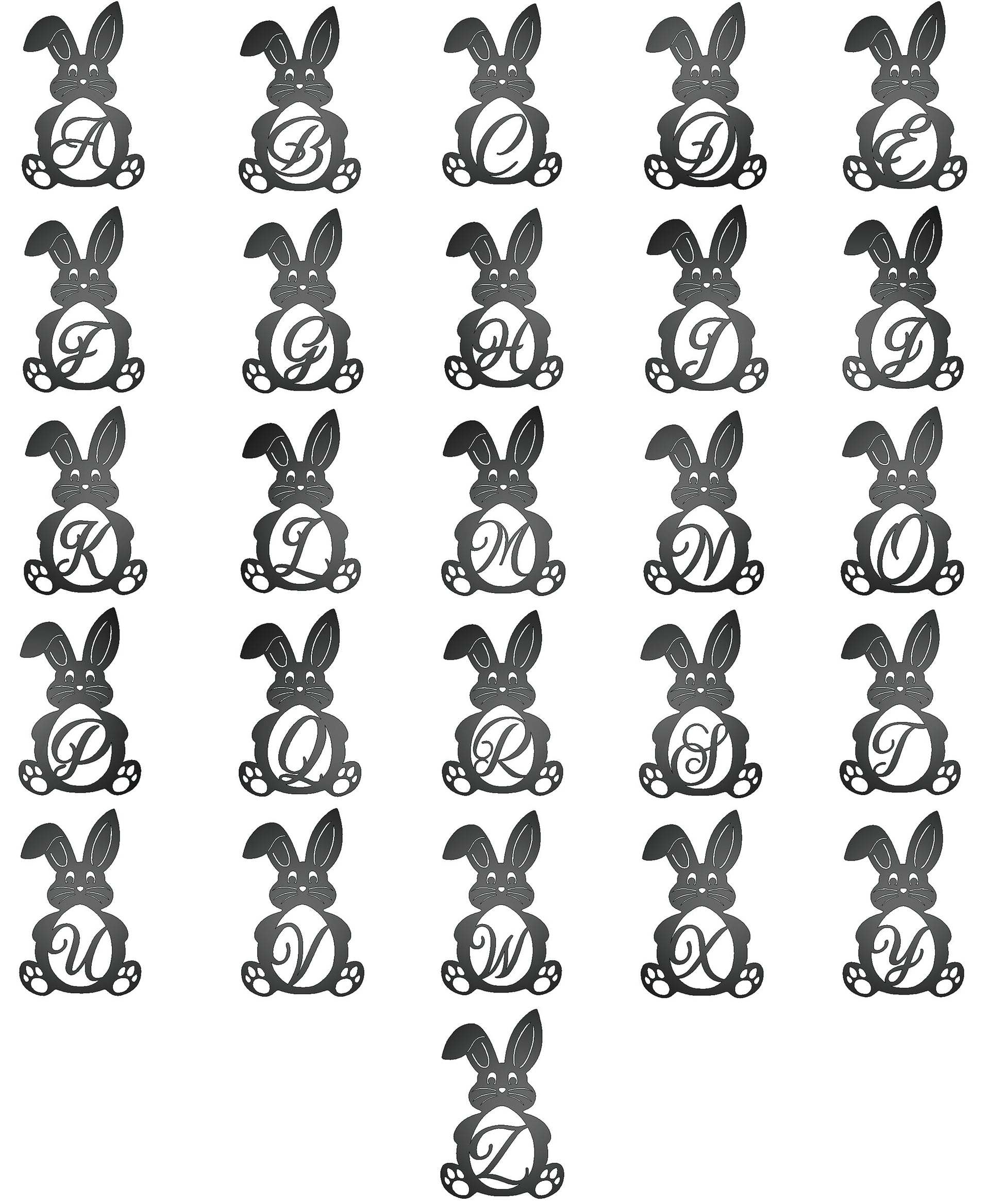 Bunny Monogram Sign Letter Examples