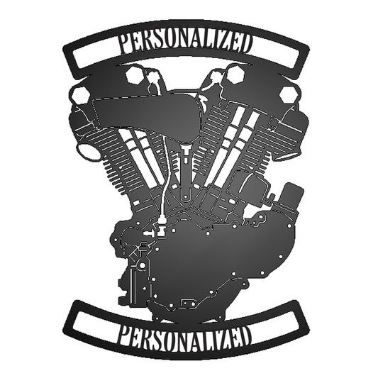 Personalized Knucklehead Engine Metal Garage Sign - Personalized Example