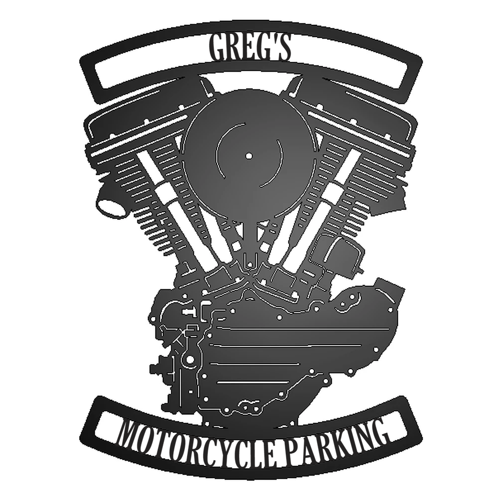 Personalized Panhead Engine Metal Garage Sign - Greg's Motorcycle Parking