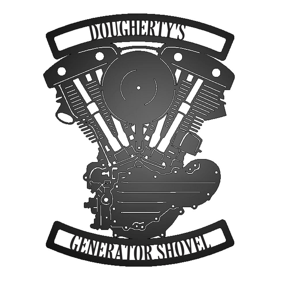 Personalized Generator Shovelhead Engine Metal Garage Sign - Dougherty's
