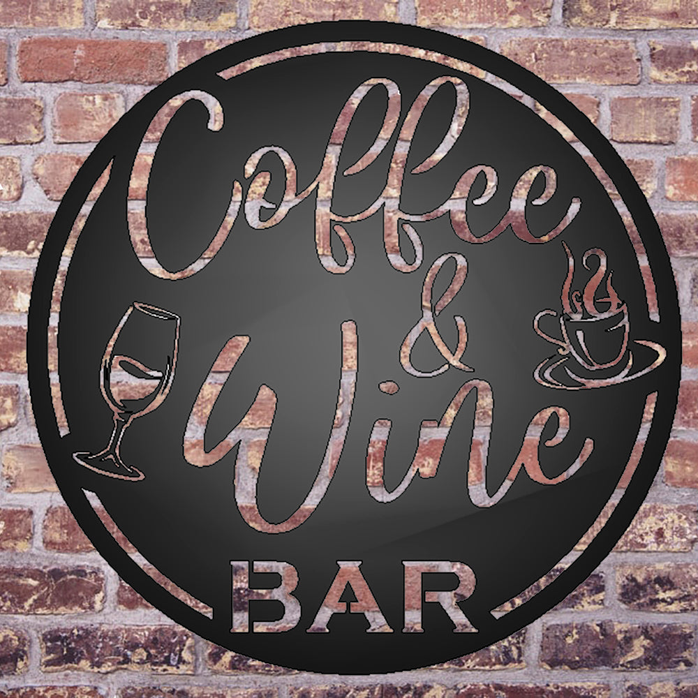 Coffee & Wine Bar Round Metal Wall Sign