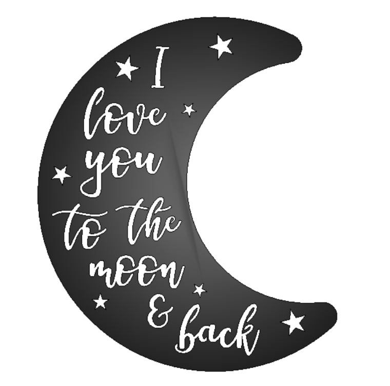 Moon & Back Metal Sign Black
