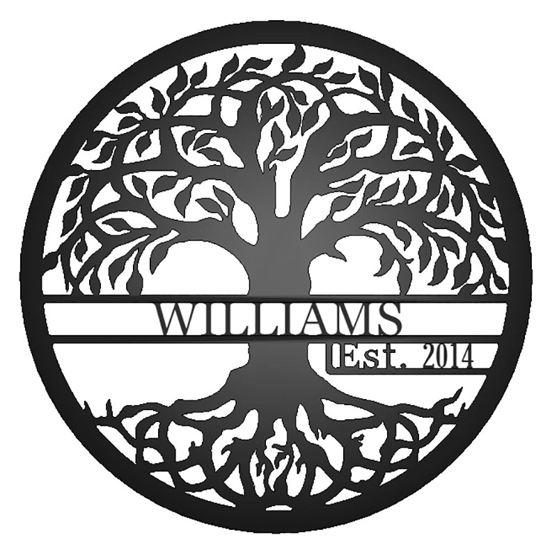 Tree of Life with Established Date Personalized Name Metal Sign Williams 2014
