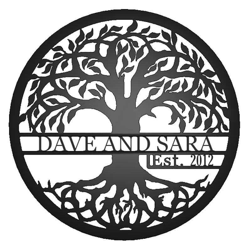 Tree of Life with Established Date Personalized Name Metal Sign Dave And Sara 2012