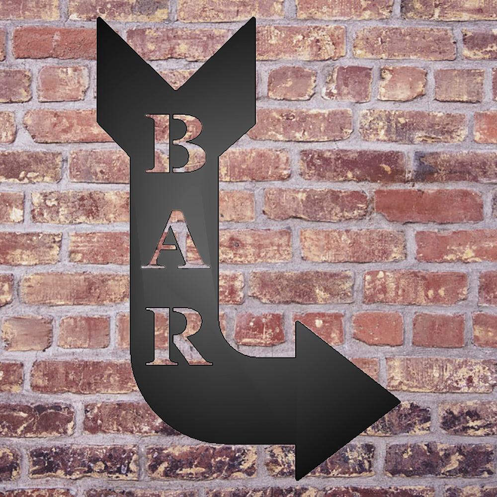 Bar Arrow Metal Sign Black facing right