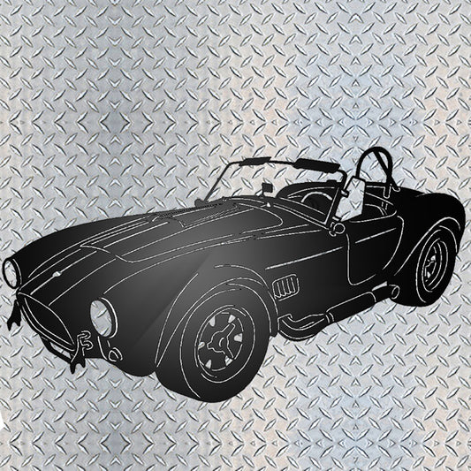 Shelby Cobra Metal Garage Sign Black on metal diamond plate background
