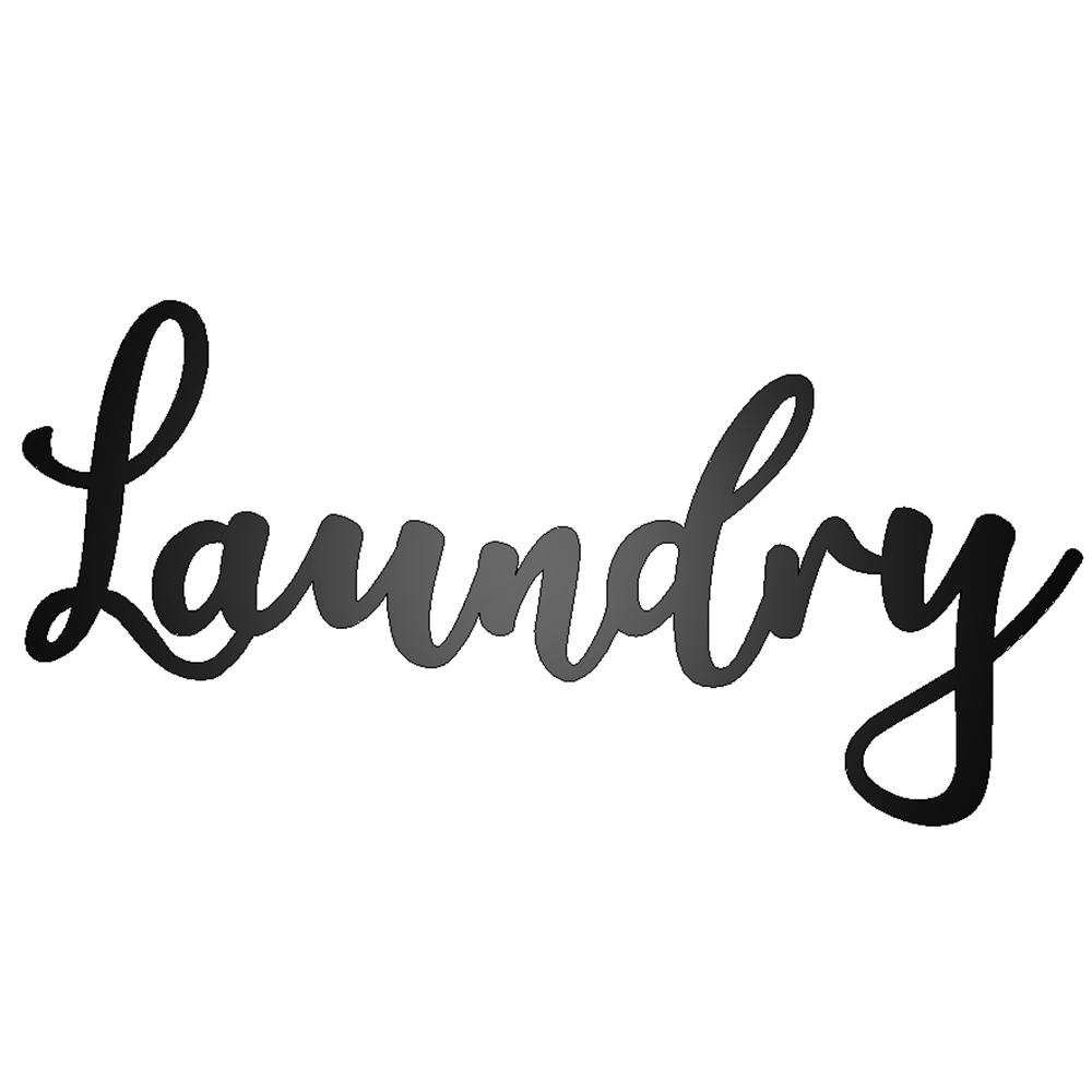 Laundry Metal Script Sign Black