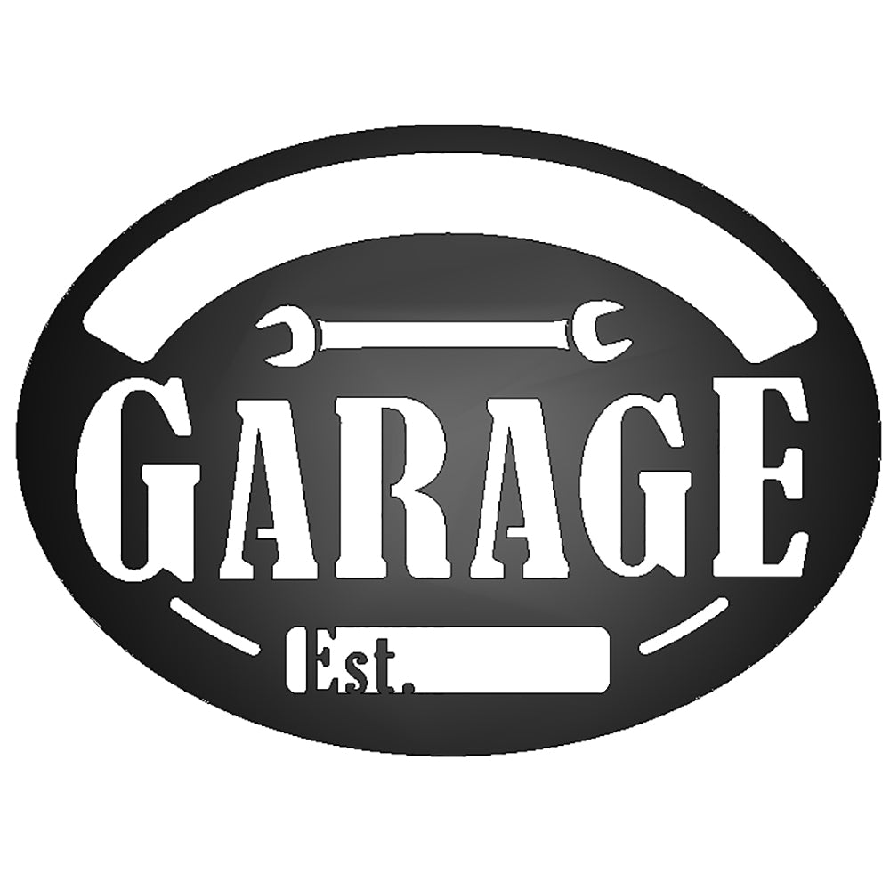 Personalized Garage with Established Date Metal Sign Black