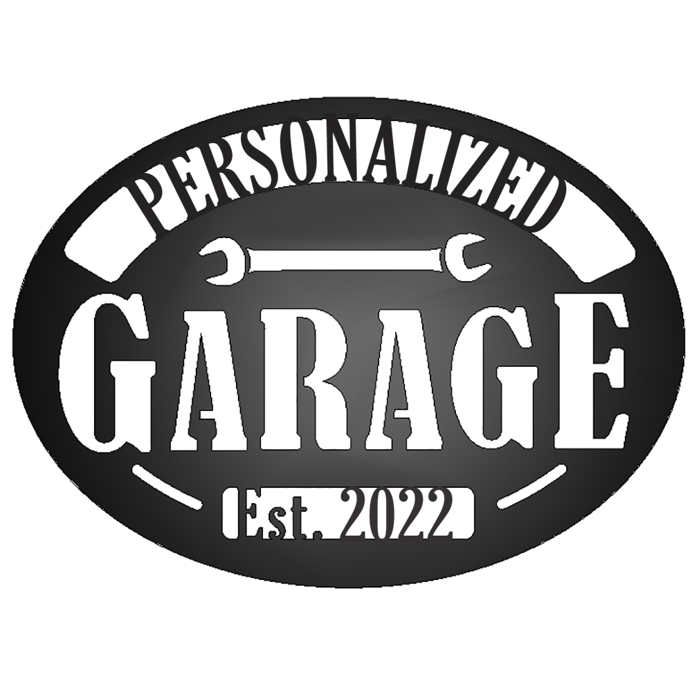 Personalized Garage with Established Date Metal Sign with "PERSONALIZED 2022" personalization