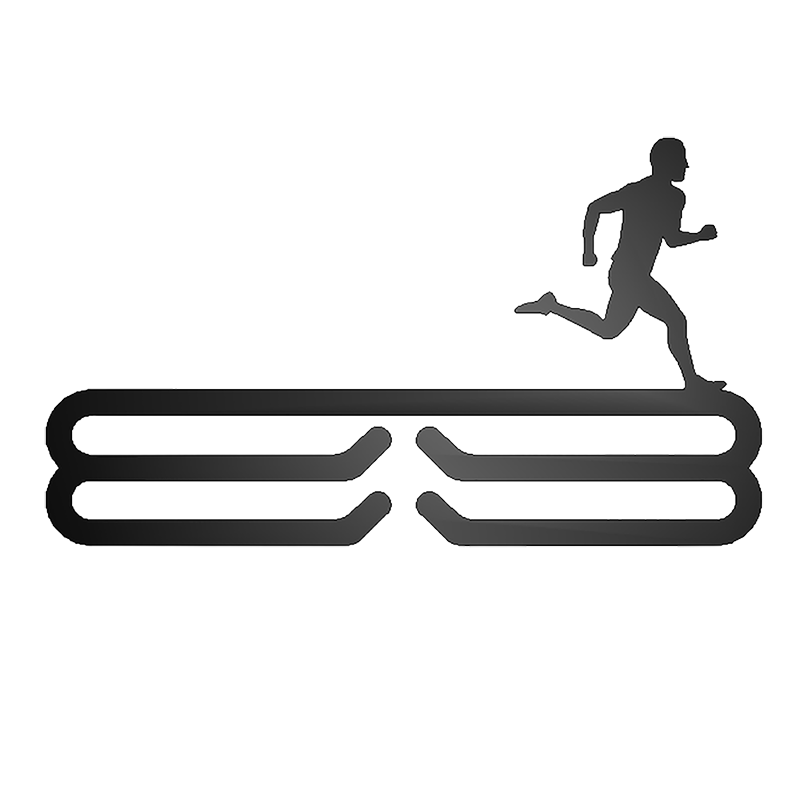 Male Runner Silhouette Medal Rack - Steel Wall-Mounted Running Medal Hanger