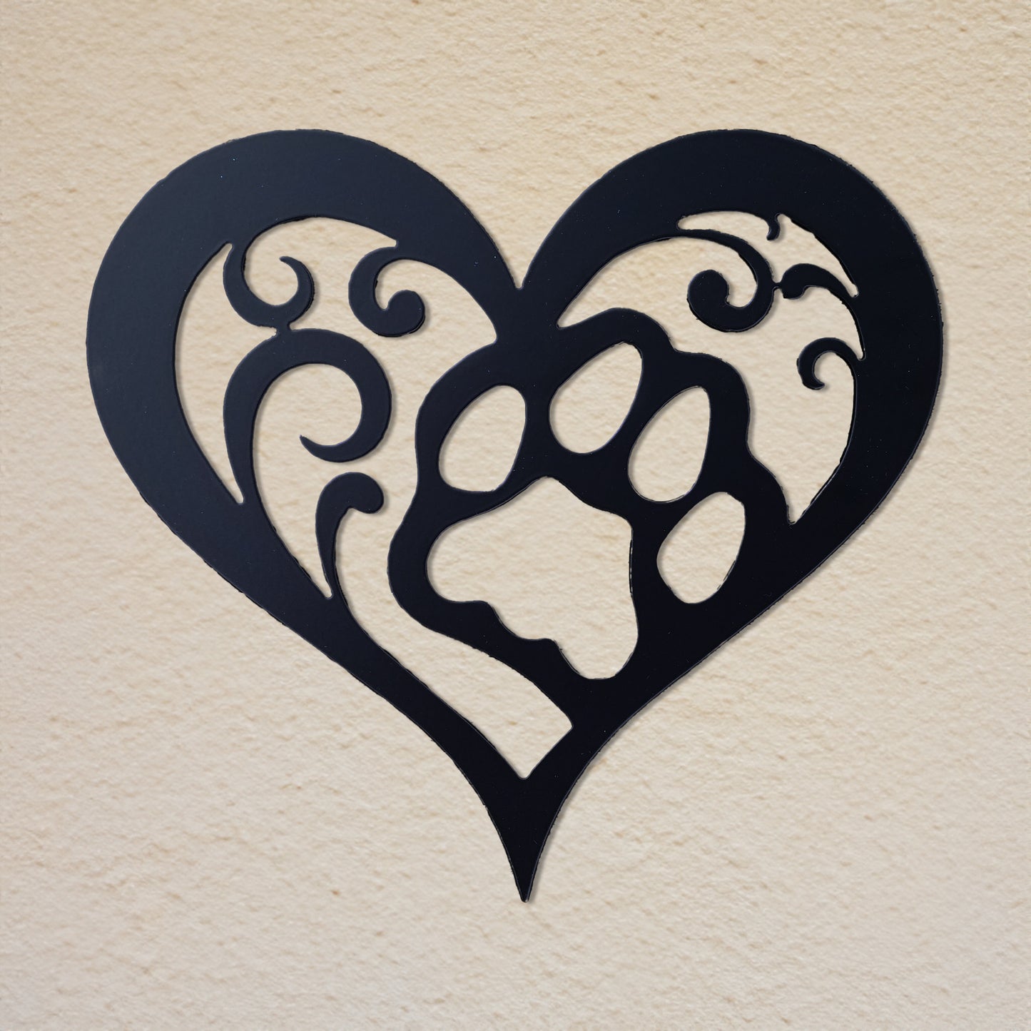 Dog Paw Heart Metal Sign