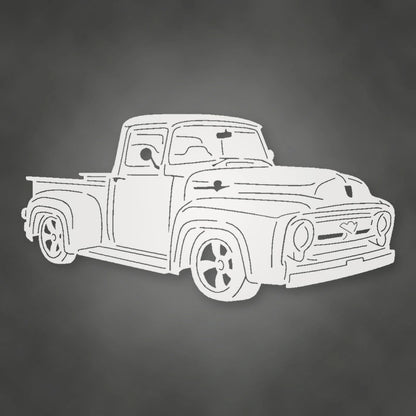 Ford Pickup Truck 1956 Metal Garage Sign shown in Gloss White powder coat finish.