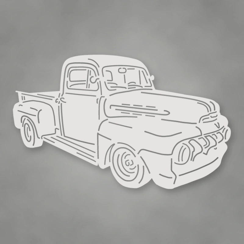 Truck Silhouette 1951 Ford F1 Pickup Metal Wall Sign shown in Gloss White powder coat finish.