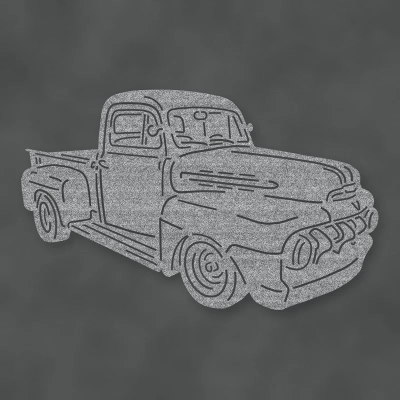 Truck Silhouette 1951 Ford F1 Pickup Metal Wall Sign Raw Steel / Rust animated finish preview Shopify Ready.