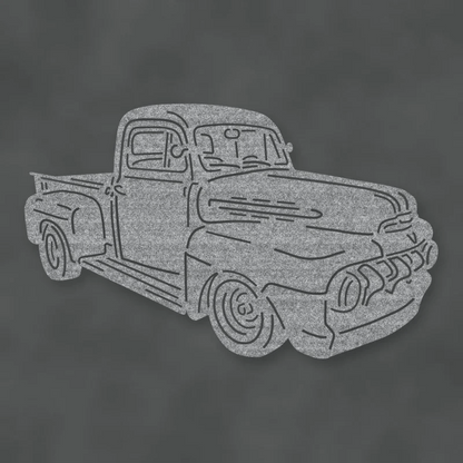Truck Silhouette 1951 Ford F1 Pickup Metal Wall Sign Raw Steel / Rust animated finish preview Shopify Ready.
