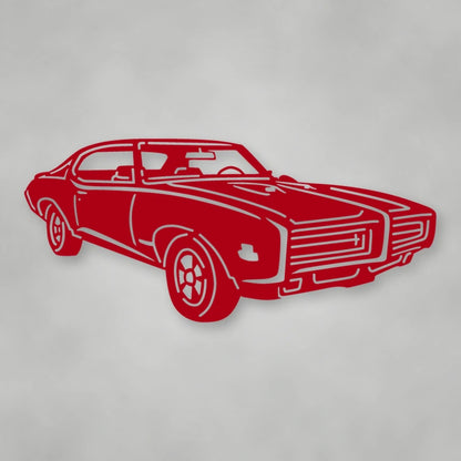 Pontiac Gto Judge 1969 Metal Wall Sign Version 2 shown in Gloss Red powder coat finish.
