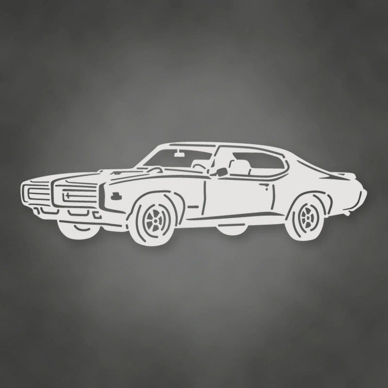 Pontiac Gto Judge 1969 Metal Wall Sign shown in Gloss White powder coat finish.